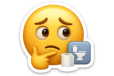 emoji stile iphone che riguarda l'argomento "stipsi/andrò al bagno oggi?", iperrealistico 4k sticker