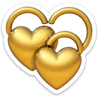 Two yellow gold hearts interlinked, metallic finish sticker