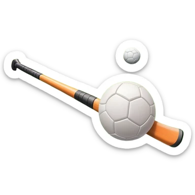 A field hockey stick and ball on a vibrant green grass field, with goalposts and clear field markings in the background. The scene emphasizes the bright, lush grass, highlighting the fast-paced and strategic nature of hockey on a well-maintained pitch. sticker