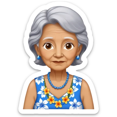 old womanblue  Hawaiian dress woman sticker