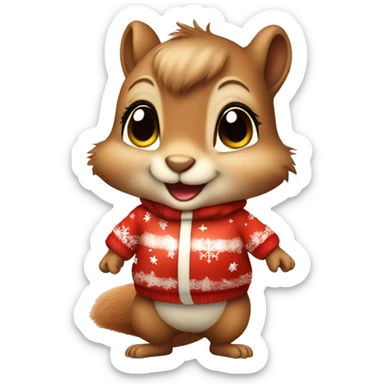 Cute Little Baby squirrel, wearing a cute christmas Outfit  sticker