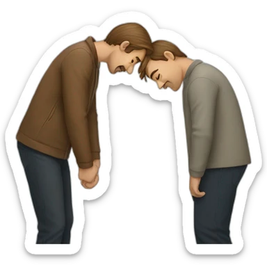 man bent over with person behind him sticker