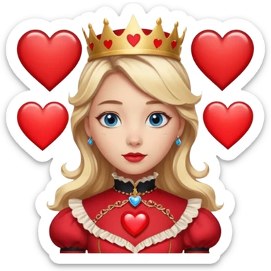 Freya Skye lose my head junior Eurovision 2022 red queen of hearts style blonde half up half down hair, blue eyes sticker