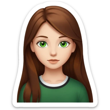 Girl with green eyes and very long brown hair  sticker