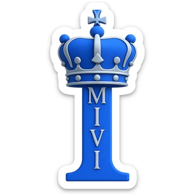 Add a royal crown on top of the Roman numeral II, keep the royal blue, white, and silver colors, in a 3D emoji style. Remove the background. sticker