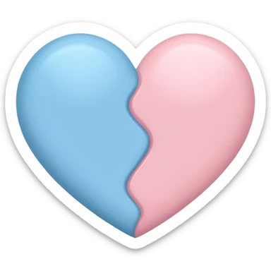 a heart with pastel blue on one side and pastel pink on the other sticker