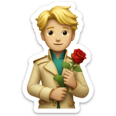 The little prince holds a rose in his hand sticker