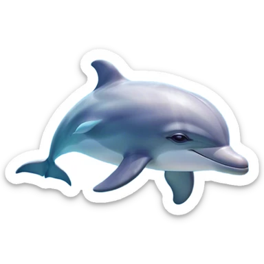 Cinematic Dreamy Dolphin Portrait Emoji, Floating serenely in a gentle sea of soft light, with a relaxed, streamlined body and half-closed, drowsy eyes that reflect a peaceful underwater lullaby, and a subtle, contented smile, Simplified yet irresistibly adorable features, highly detailed, glowing with a soft, dreamy aquatic radiance, high shine, calm and enchanting, stylized with an air of sleepy marine wonder, soft glowing outline, capturing the essence of a super cute dolphin that appears ready to drift into a sweet, soothing nap! sticker