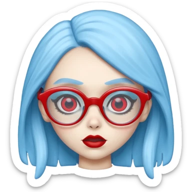 Ghoulia yelps monster high, pale white-blue skin, red glasses sticker