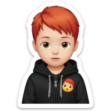 baby with red hair and black hoodie sticker