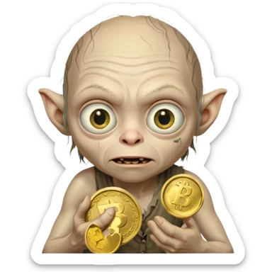 Gollum holding a coin sticker