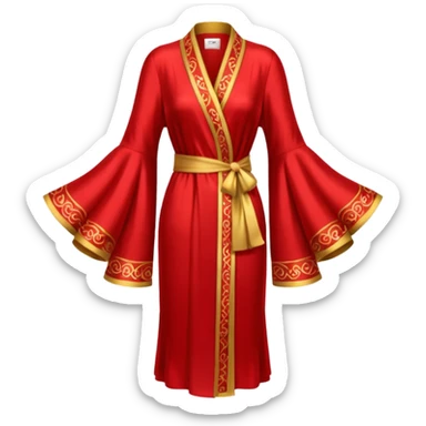 Red silk robe, long, bell sleeves, high definition, sticker