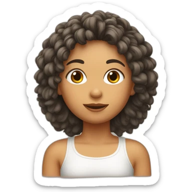 Fille avec gros frond et cheveux frisés sticker