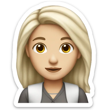 Geography student girl white skin sticker