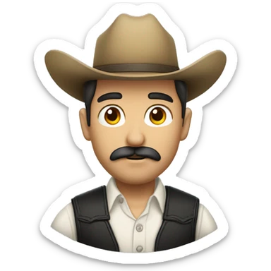 Vaquero hombre blanco con pelo chino y bigote sticker