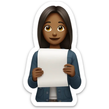 Girl holding a paper that writes "goodnight" sticker