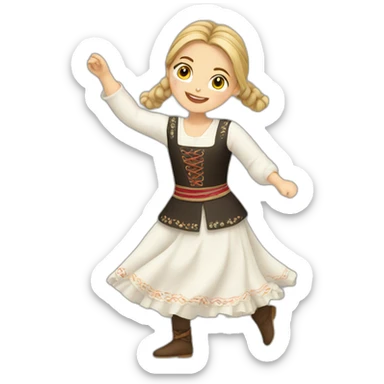 white girl in folk costume dancing sticker