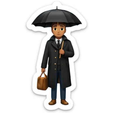Man with umbrella , streetlight reflection, Midnight Wander. sticker