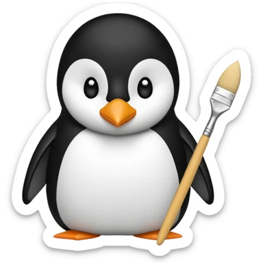 Pingouin avec un pinceau sticker