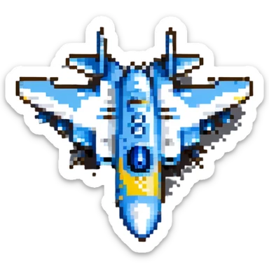 Ukrainian Su-27 fighter jet with blue and yellow national colors, airforce sticker
