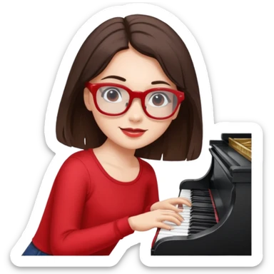 Brunette in red  white maltes glassespianista sticker