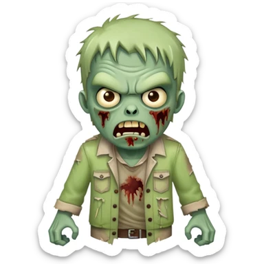 angry zombie with tattered clothes sticker