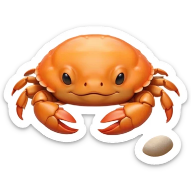 Meme-Worthy Cute Sleeping Baby Crab Portrait Emoji, Head and body resting peacefully with a contented smile, showcasing a petite, delicately armored form and eyes gently closed in serene slumber, Simplified yet adorably endearing features, highly detailed, glowing with a soft, drowsy coastal light, high shine, relaxed and utterly lovable, stylized with an air of playful laziness, soft glowing outline, capturing the essence of a sleeping baby crab that feels destined to become the next viral icon of adorable rest! sticker
