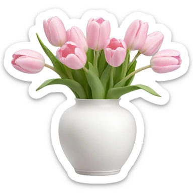 Light pink tulips in white vase sticker