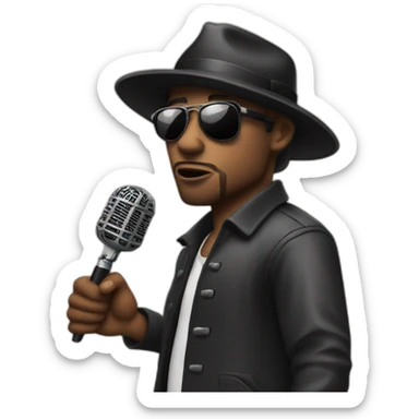 A gangster music artist with holding a mic sticker
