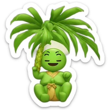 Chinois avec un palmier sur la tête sticker