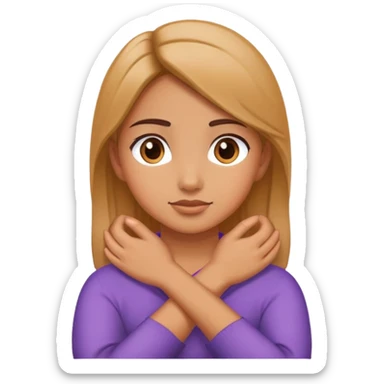Girl with hands crossed over neck  sticker