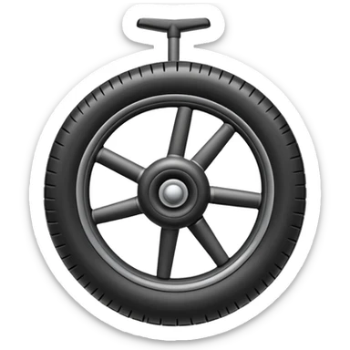 Emoji-style airplane landing gear with a single inflated, puffy wheel and a strut, cartoon-like, 3D, soft rounded shapes, clean lines, isolated on white background, minimal shading, emoji aesthetic sticker