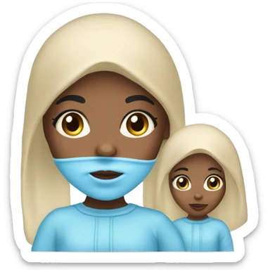 Light skin girl with baby blue bonet an a slit in her eyebrows  sticker