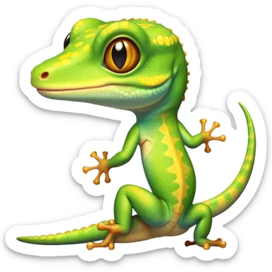 cinematic-cute-realistic gecko-portrait-emoji,-head-tilted-playfully-and-inquisitively,-featuring-a-small,-charming-body-with-smooth,-vividly-patterned-scales,-bright,-sparkling-eyes-and-delicate,-sticky-toe-pads,-simplified-yet-irresistibly-adorable sticker