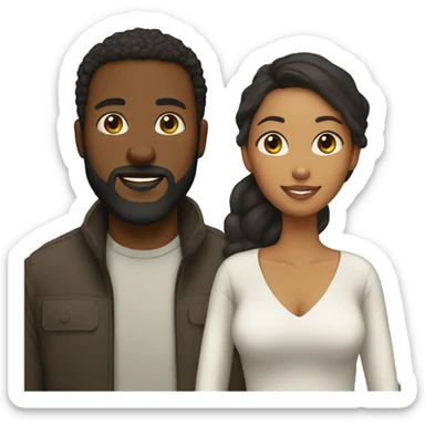 Couple black man with beard and mixed race woman sticker