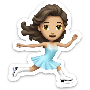 brunette ice skating in a dress sticker