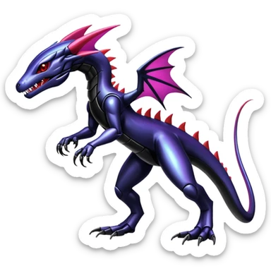 Shiny Gothic epic Salandit-Genesect-Miraidon-Fakémon-hybrid-creature (full body)  sticker