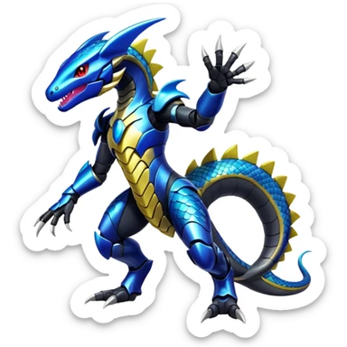 Shiny Exotic Colorful epic Salandit-Genesect-Miraidon-Koraidon-Fakémon-hybrid-creature (full body)  sticker