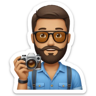 bearded fotographer with summer clothes and sun glasses sticker