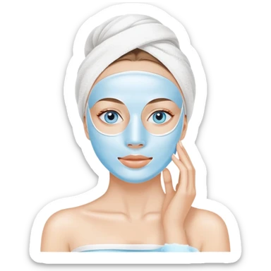 Lady with blue eyes face cream mask spa beauty full face relaxing sticker