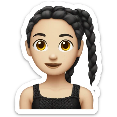 White skin black braided hair girl with a black leotard sticker