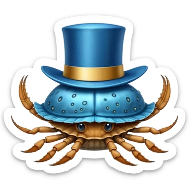 A horseshoe crab wearing a fancy top hat. sticker