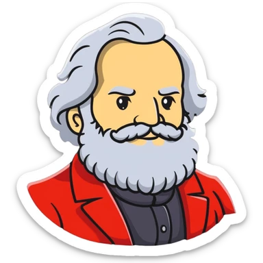 Karl Marx with a big beard, friendly expression sticker
