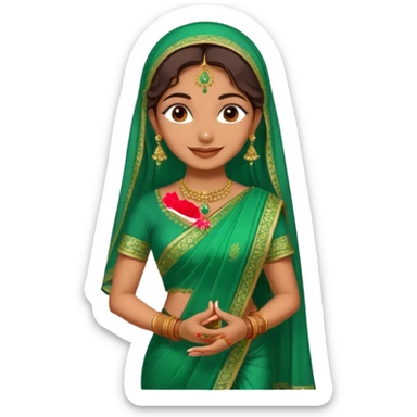 bride in mehendi Ceremony in green saree standing sticker