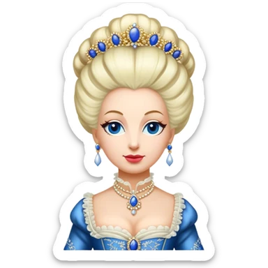 Cinematic Realistic Marie Antoinette Portrait Emoji, depicted as an opulent royal figure with elegant attire and a graceful poised expression, rendered with rich textures and soft lavish lighting that captures her historical allure. sticker