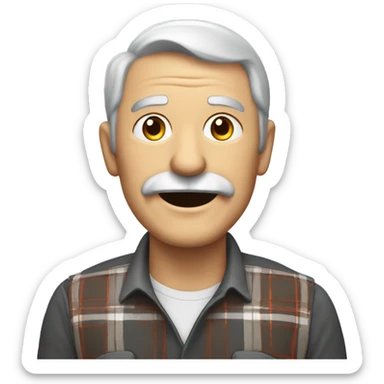 smiling old man in plaid with gray mustache and goatee sticker