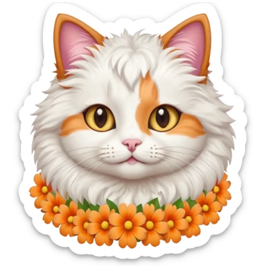 A cute cat with hawaiian pastel flower necklace, posing proudly. sticker