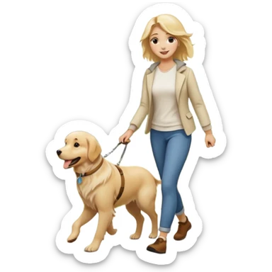 blonde woman wearing white walking only one malese dog sticker