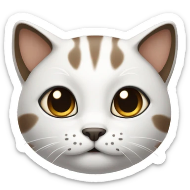Cat white brown and black sticker