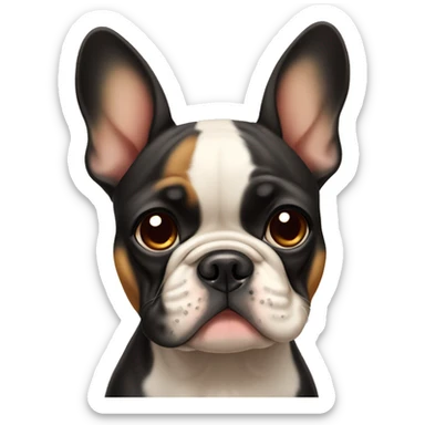 Black-and-tan French bulldog with tears and cute sad puppy eyes  sticker